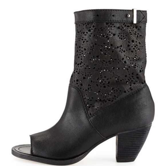 Alice + Olivia Shoes - Alice + Olivia Catherine Laser-Cut Peep Toe Bootie